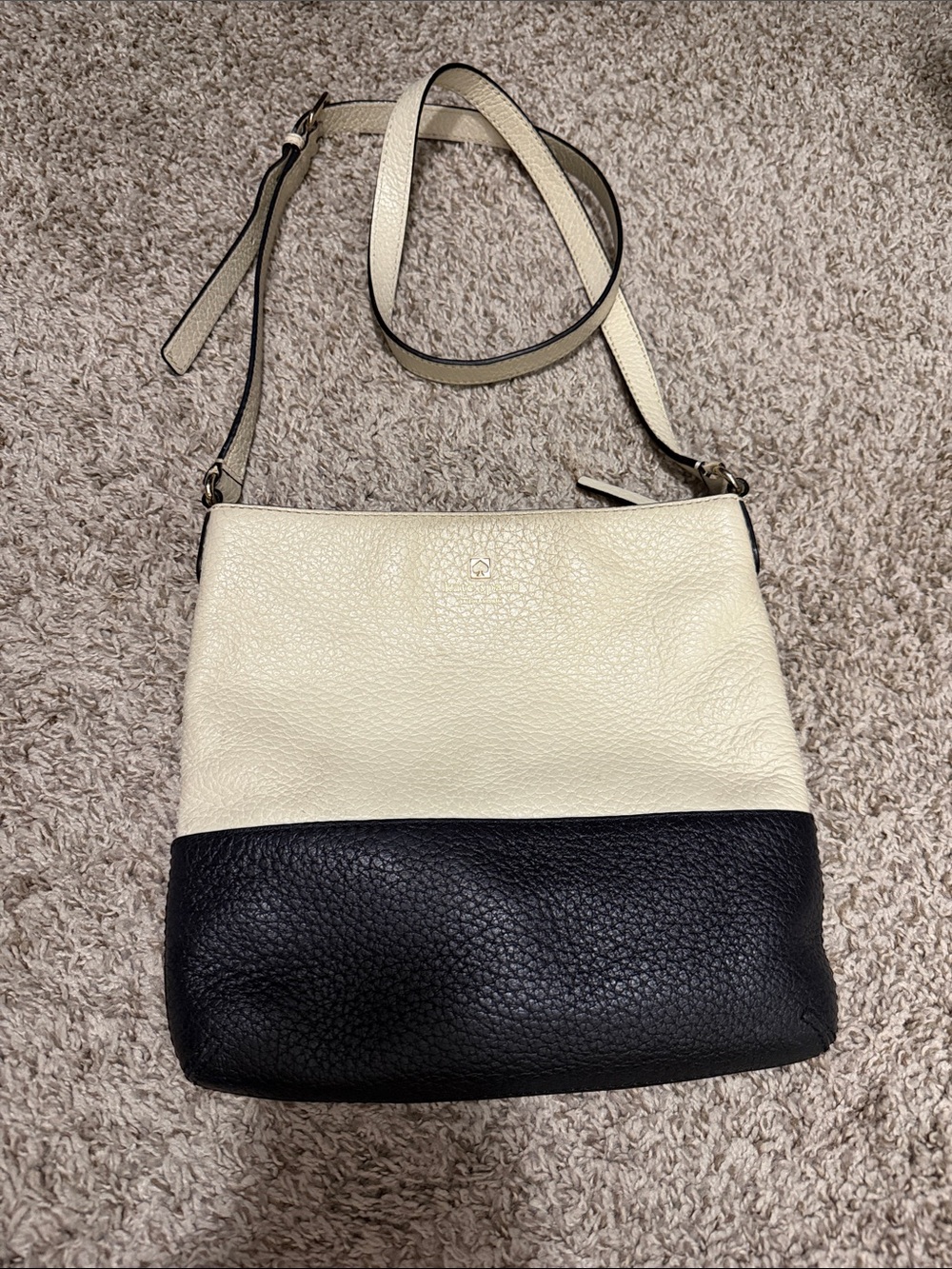 kate spade Two-Tone Black and Cream Leather Crossbody Bag